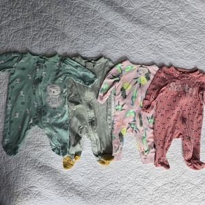 Carter's Baby Girl Pajamas Footed Sleepers 3 Months